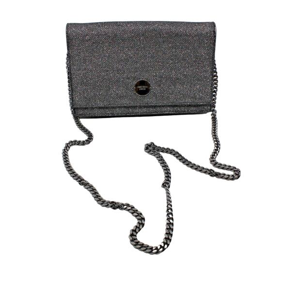 F0 Excellent Authentic Jimmy Choo Silver Glitter Crossbody Clutch Bag - Picture 1 of 6